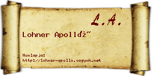 Lohner Apolló névjegykártya